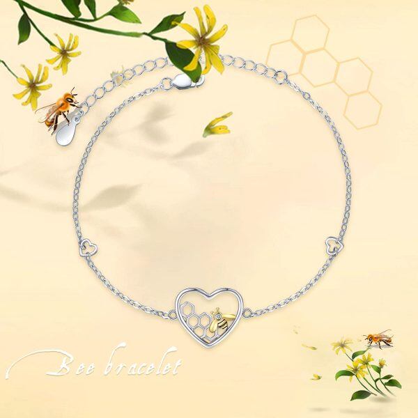 Sterling Silver Zircon Silver Plated Heart bee Bracelets Yellow Honey Bumble Bee Bracelets -5