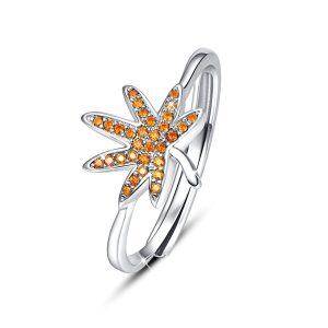 Sterling Silver Zirocn Silver Plated Maple Leaf Finger Rings Adjustable Rings-0