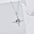 wholesale 925 Sterling Silver Metal Baseball Glove & Bat Cross Pendant Necklace for Men Sports Lover Gift-0-2