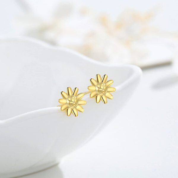 Sterling Silver Gold Plated Sunflower You Are My SunShine Earrings -2