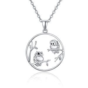 Sterling Silver Silver Plated Owl Pendent Necklace -0