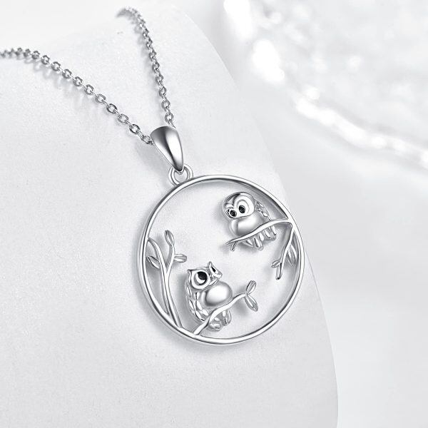 Sterling Silver Silver Plated Owl Pendent Necklace -1