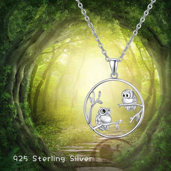 Sterling Silver Silver Plated Owl Pendent Necklace -4