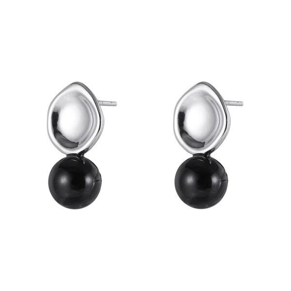 Sterling Silver Onyx Stud Earrings-0