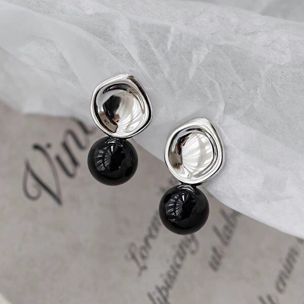 Sterling Silver Onyx Stud Earrings-3