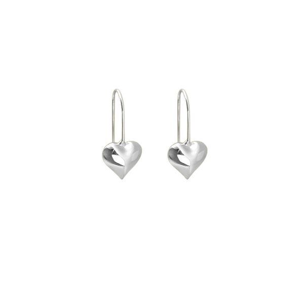 Sterling Silver Solid Heart Hoop Earrings-0