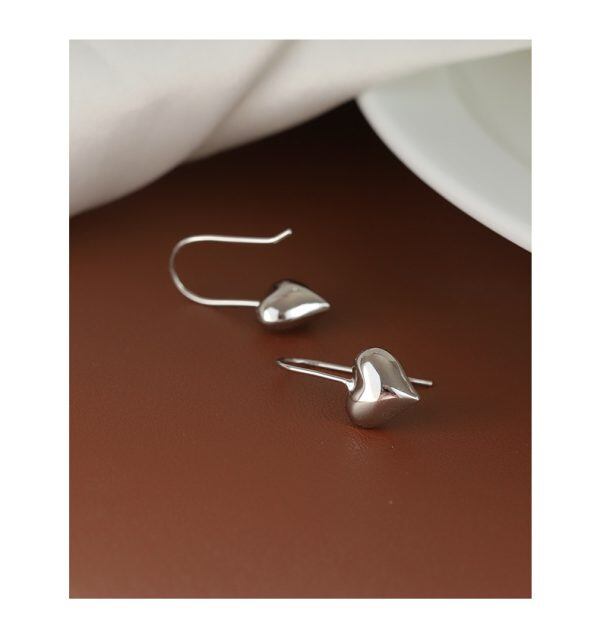 Sterling Silver Solid Heart Hoop Earrings-6