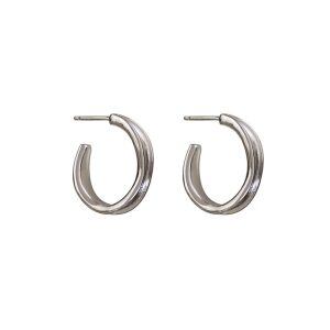 Sterling Silver Concave C-shaped Stud Earrings-0