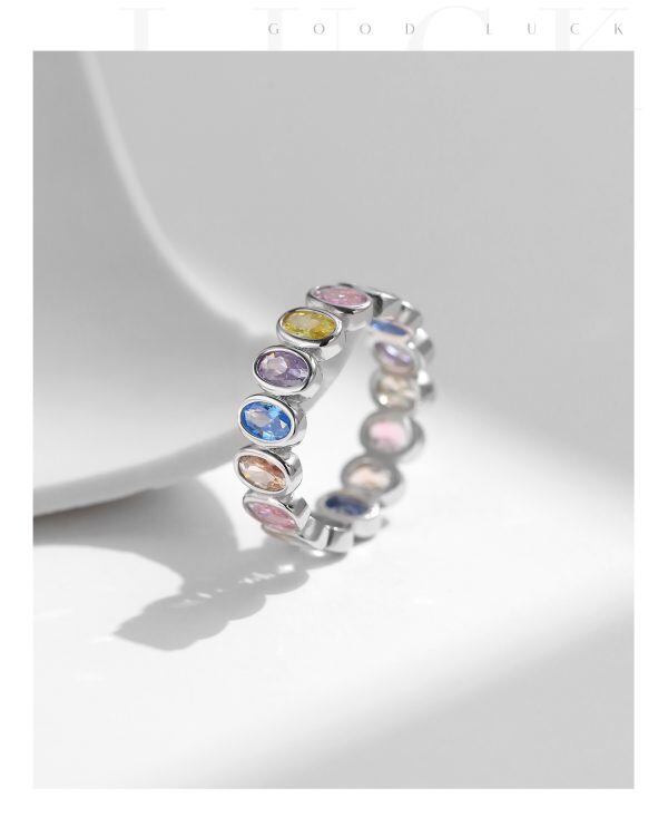 Sterling Silver Colored CZ Eternity Rings-5