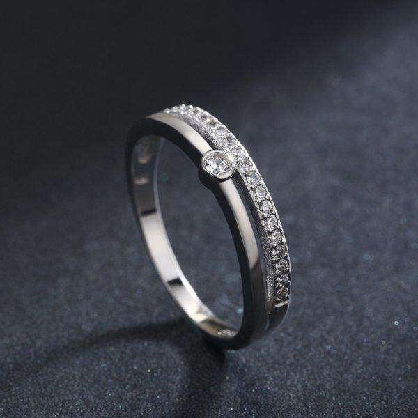 Sterling Silver Double Layer Eternity Rings-3