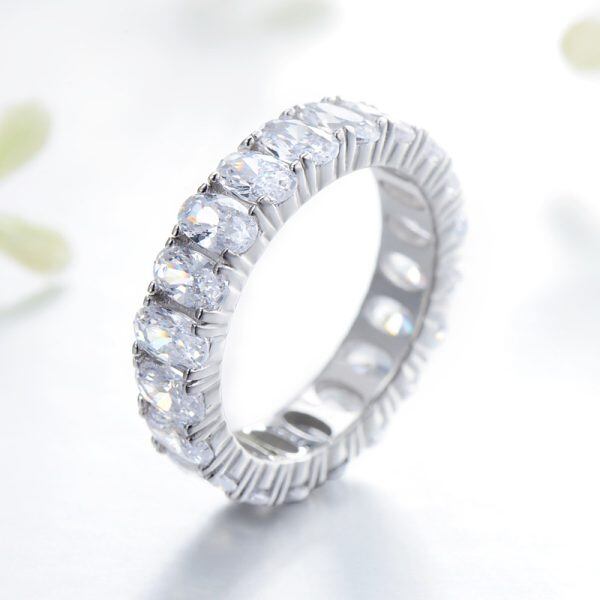 Sterling Silver Crystal-clear CZ Eternity Rings-2