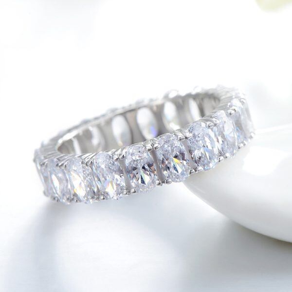 Sterling Silver Crystal-clear CZ Eternity Rings-3