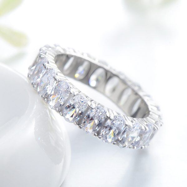 Sterling Silver Crystal-clear CZ Eternity Rings-4