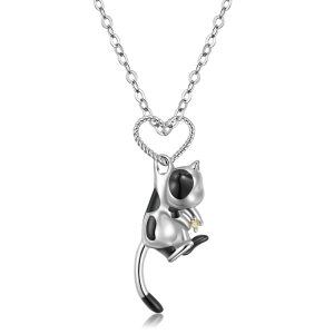 Sterling Silver Cat Pendant Necklace-0