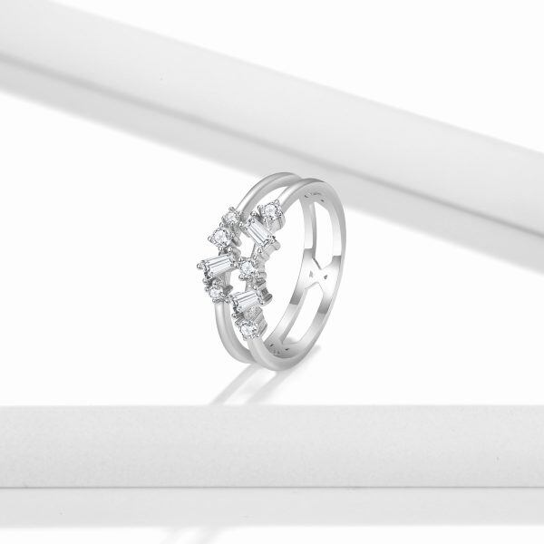 Sterling Silver Irregular Double Shining CZ Eternity Rings-1