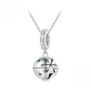 Sterling Silver Christmas Bell Pendant Necklace-0