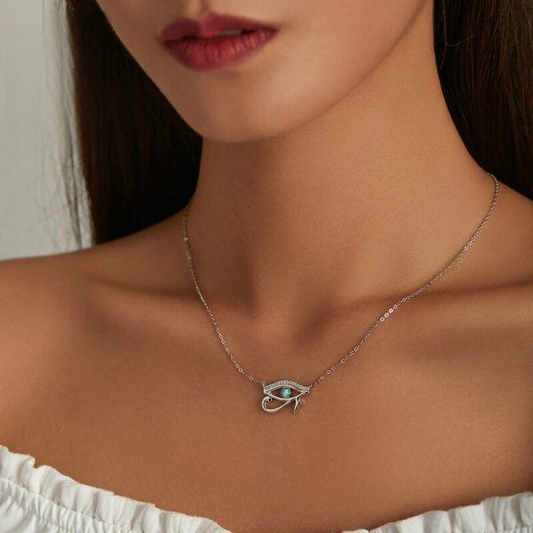 Sterling Silver Egyptian Eye of Horus Pendant Necklace-2