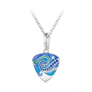 Sterling Silver Personalized Guitar Pick Pendant Necklace-0