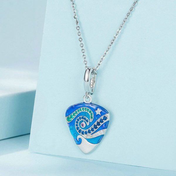 Sterling Silver Personalized Guitar Pick Pendant Necklace-3