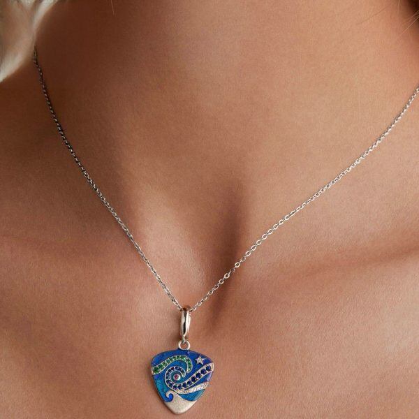 Sterling Silver Personalized Guitar Pick Pendant Necklace-2