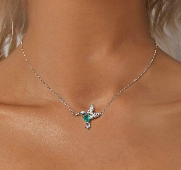 Sterling Silve Hummingbird Pendant Necklace-3