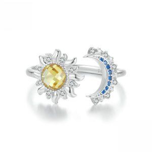 Sterling Silve Sun Moon Adjustable Rings-0