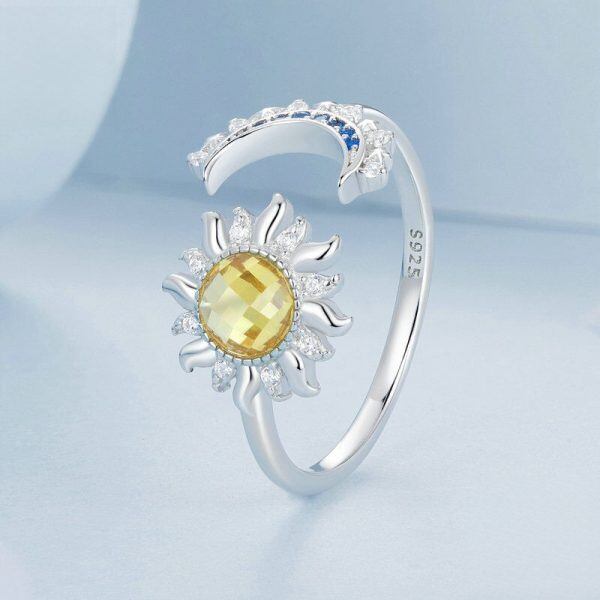 Sterling Silve Sun Moon Adjustable Rings-1