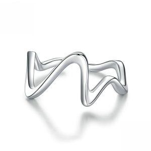 Sterling Silve Wave Curve Adjustable Rings-0