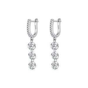 Sterling Silver Shining CZ Tassel Dangle and Drop Earrings-1