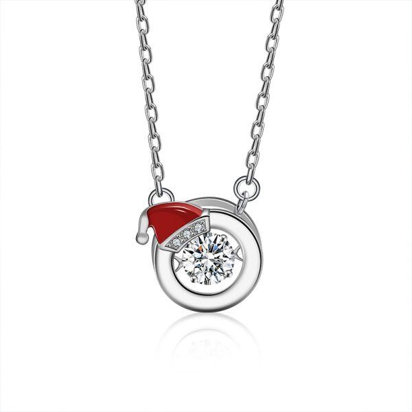 Sterling Silver Christmas Moissanite Pendant Necklace-0