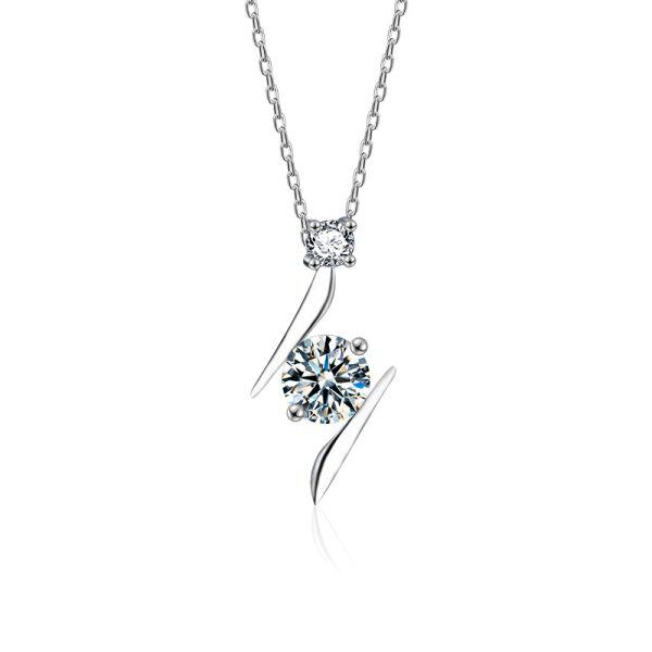 Sterling Silver Lightning Moissanite Pendant Necklace-0