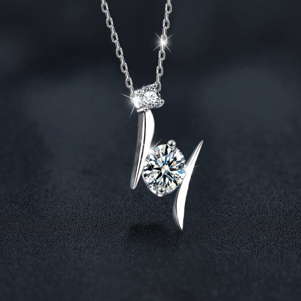 Sterling Silver Lightning Moissanite Pendant Necklace-3