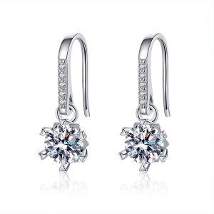 Sterling Silver Moissanite Huggie Earrings-0