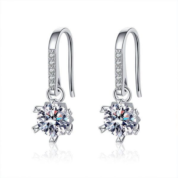 Sterling Silver Moissanite Huggie Earrings-0