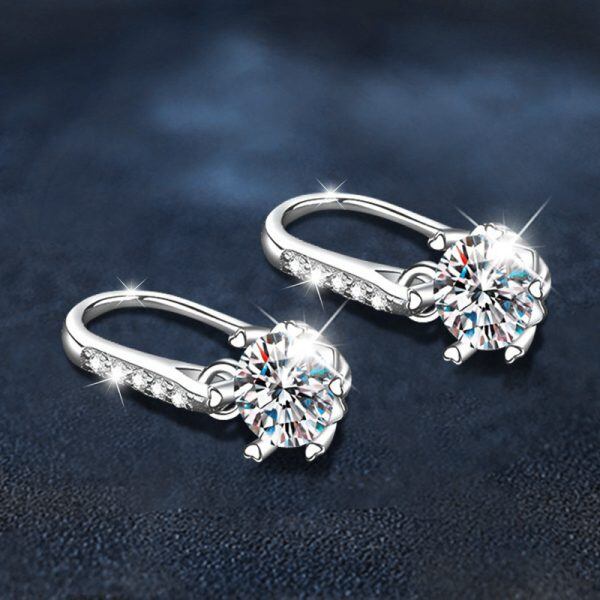 Sterling Silver Moissanite Huggie Earrings-2