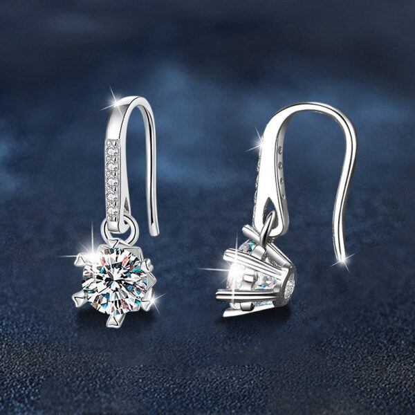 Sterling Silver Moissanite Huggie Earrings-3