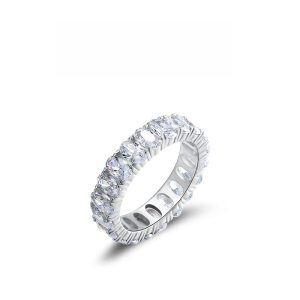 Sterling Silver Crystal-clear CZ Eternity Rings-1