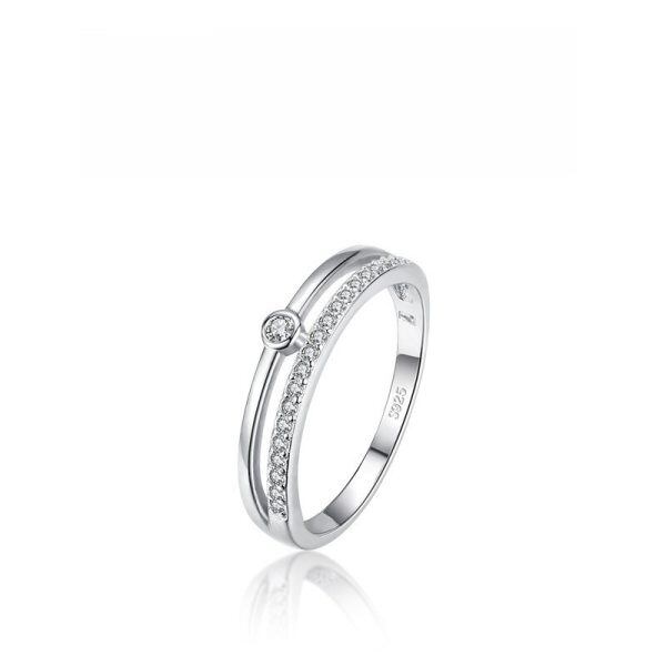 Sterling Silver Double Layer Eternity Rings-1