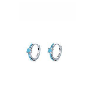 Sterling Silver Turquoise Stacking Hoop Earrings-1