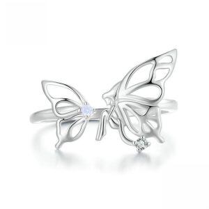 Sterling Silve Opal Butterfly Adjustable Rings-0