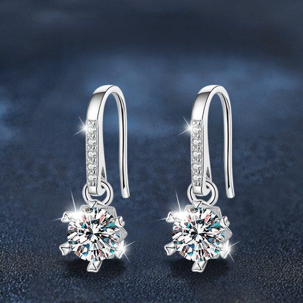 Sterling Silver Moissanite Huggie Earrings-1