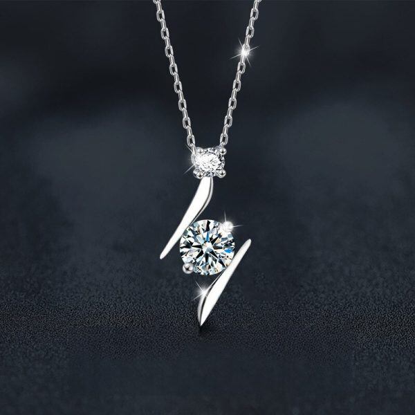 Sterling Silver Lightning Moissanite Pendant Necklace-1