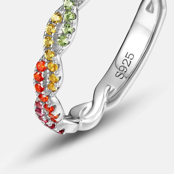 Sterling Silver Colorful Zircon Stacking Rings-4