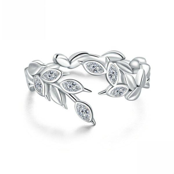 Sterling Silver Shining CZ Wheat Adjustable Rings-0