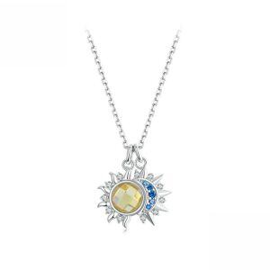 Sterling Silver Sun Moon Pendant Necklace-0