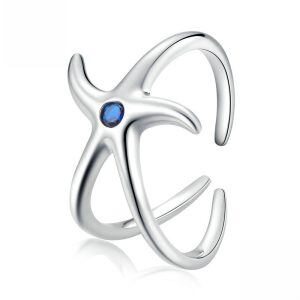 Sterling Silver Starfish Adjustable Rings-0