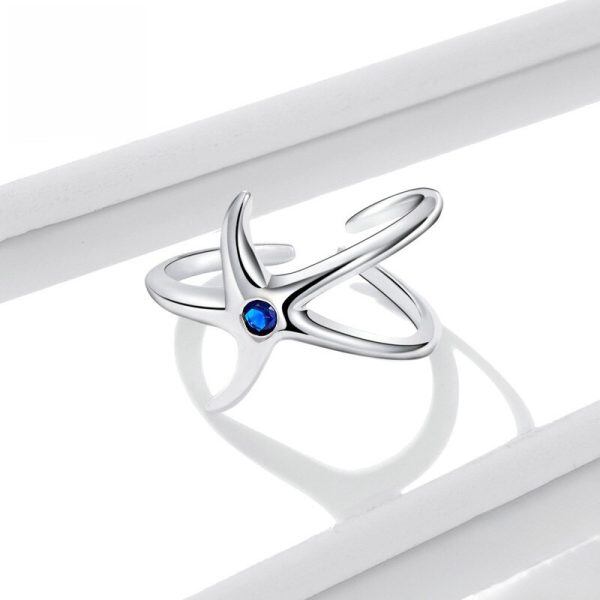 Sterling Silver Starfish Adjustable Rings-3