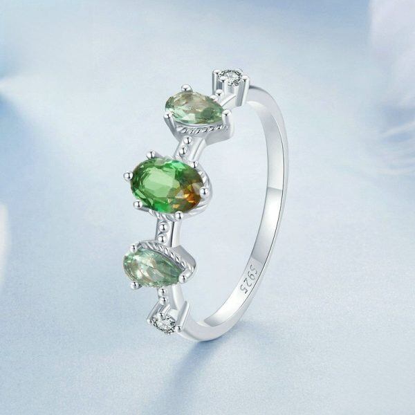 Sterling Silver Green Tourmaline Eternity Rings-1