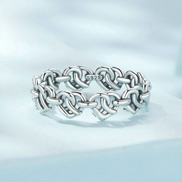 Sterling Silver Heart Twist Couple Rings-2