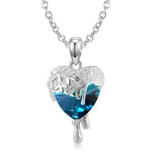 Sterling Silver Blue Heart Pendant Necklace-0